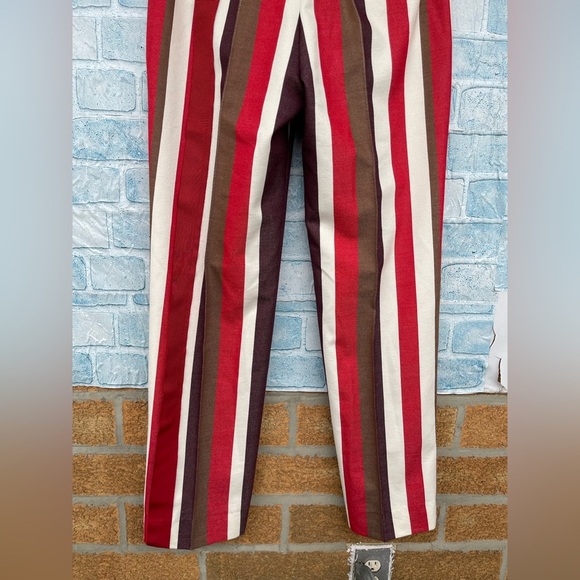 FRENKEN red cotton wool blend graphic stripe wide leg pants size 36/6 - Picture 11 of 14